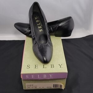 Selby Cloud Black Leather Flats Balletcore 8AA NIB Deadstock